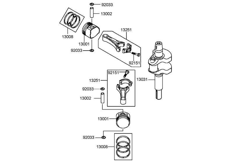 Piston and Crankshaft Assembly Kawasaki FH580V BS06