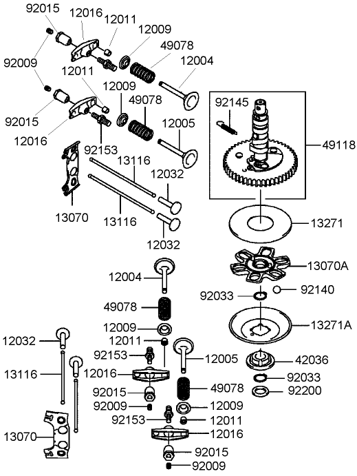 Valve and Camshaft Assembly Kawasaki FH580V BS06
