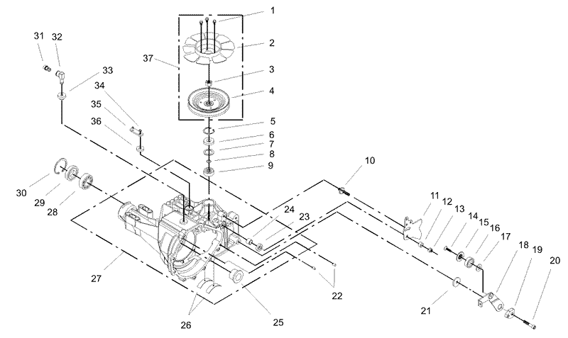 Housing and Fan Assembly Transaxle Assembly No 104 4310