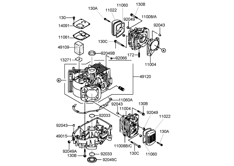 Cylinder and Crankcase Assembly Kawasaki FH580V BS06