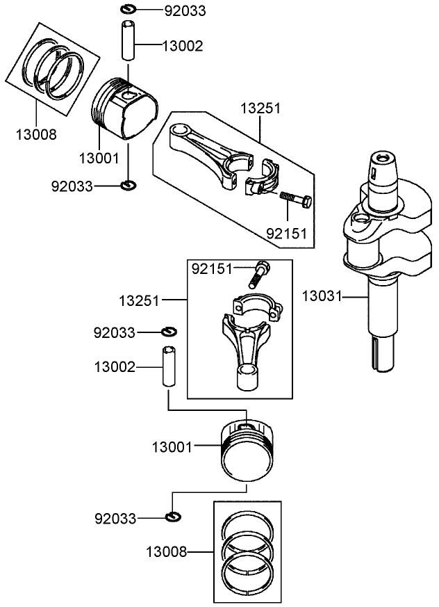 Piston and Crankshaft Assembly Kawasaki FH580V DS06