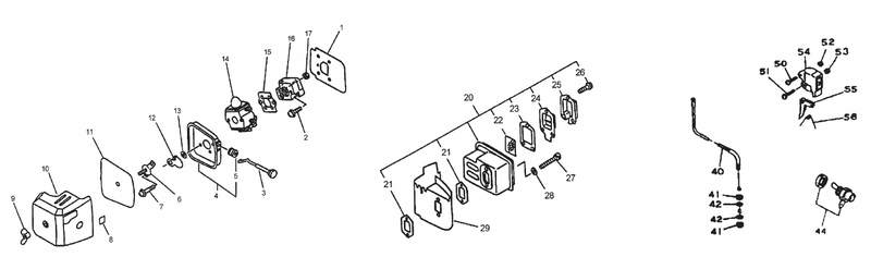 Air Cleaner Muffler and Throttle Assembly
