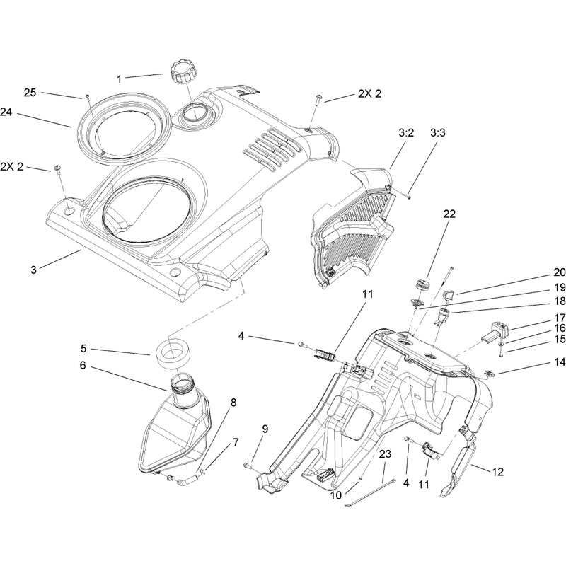 Shroud, Control Panel and Gas Tank Assembly