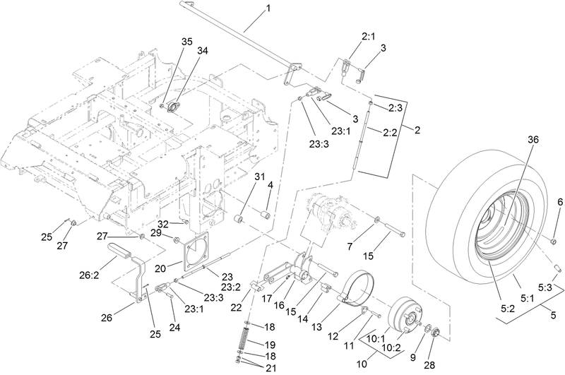 Main Frame and Rear Wheel Assembly