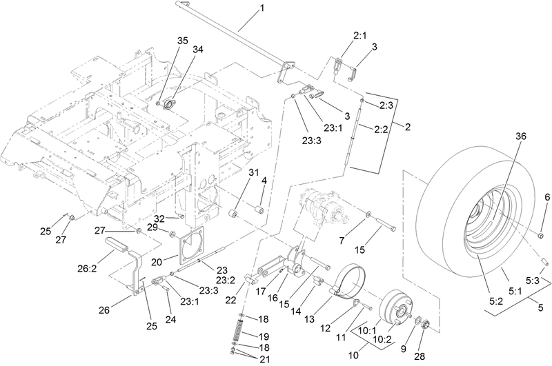 Main Frame and Rear Wheel Assembly