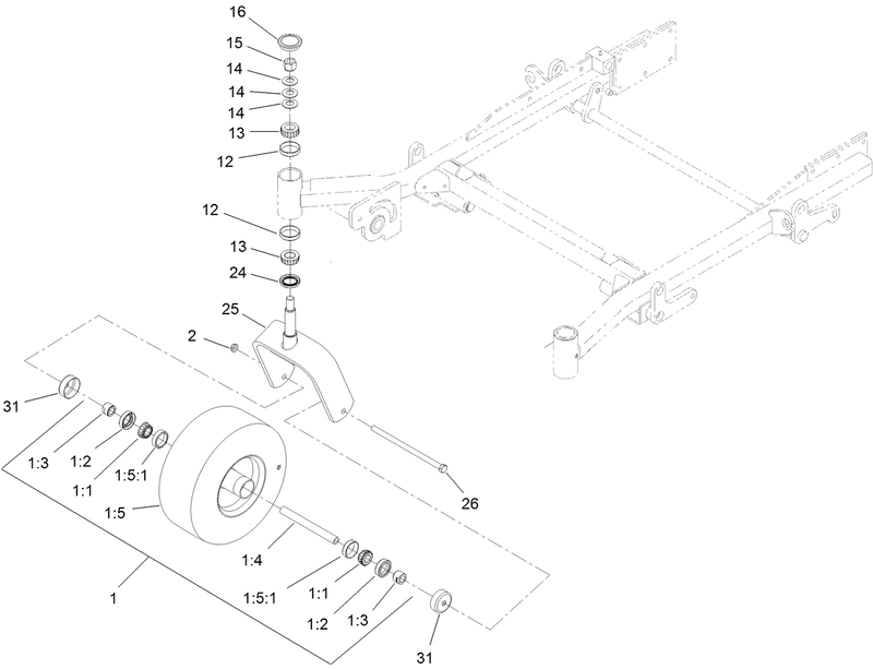 Fork Caster Wheel Assembly