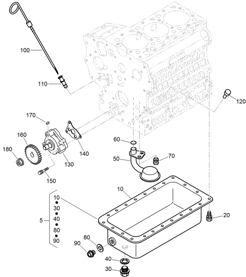 Oil Pan Oil Pump and Dipstick Assembly