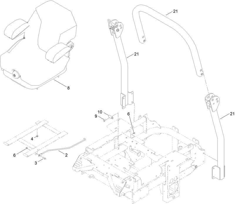 Seat and Roll Over Protection System Assembly