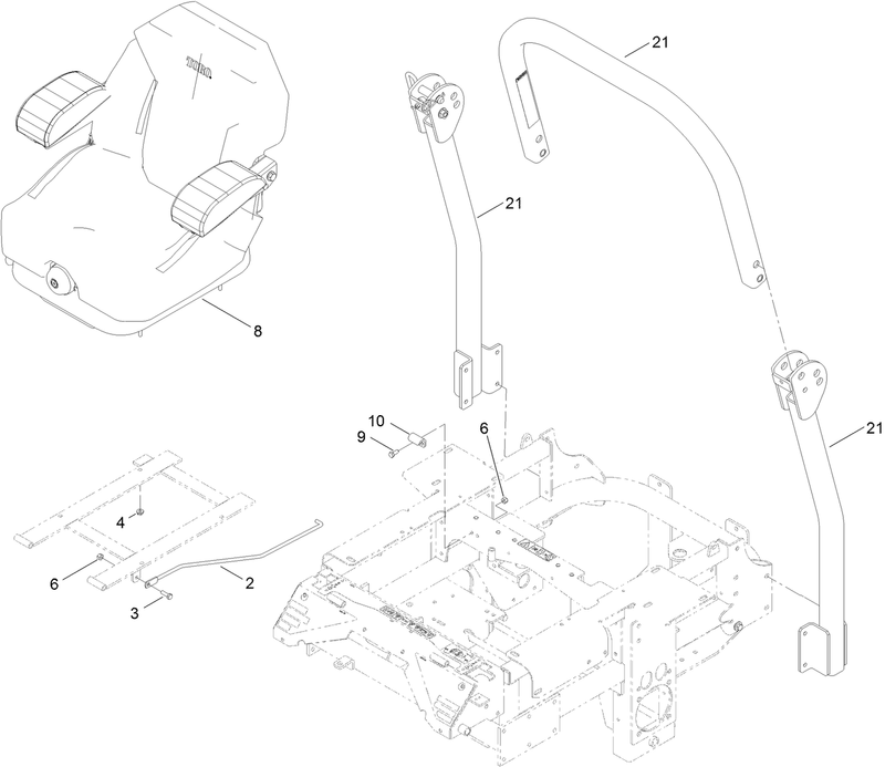 Seat and Roll Over Protection System Assembly