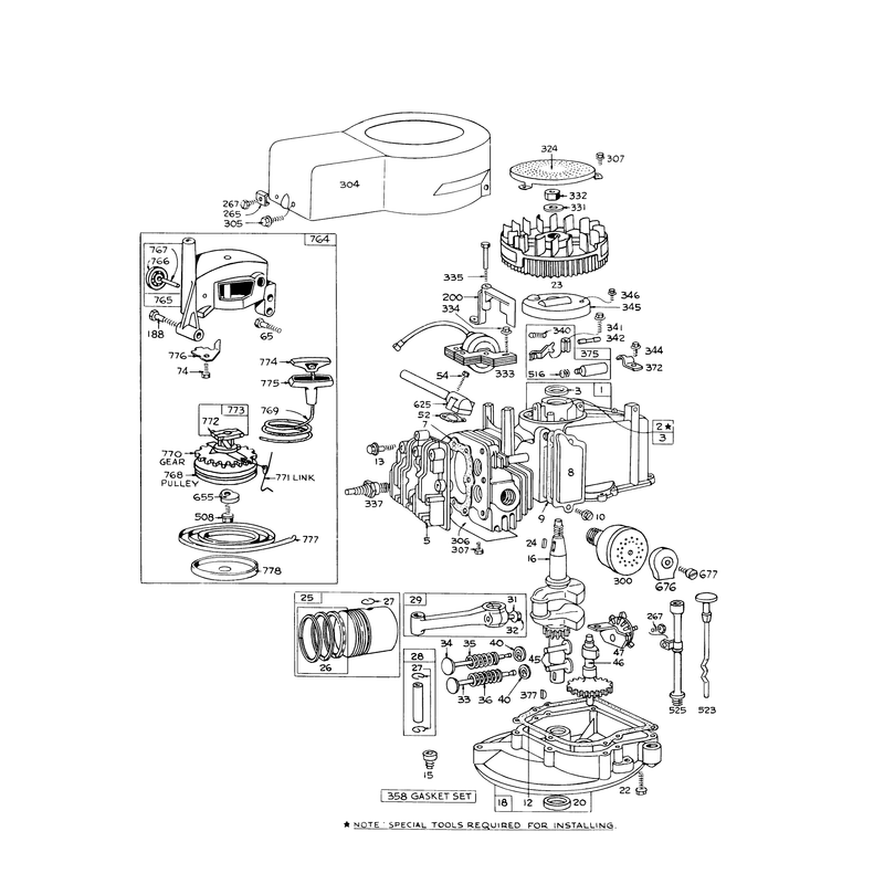 Engine Briggs and Stratton Model 92908-1596-01 for 21in Self Propelled Model 16273