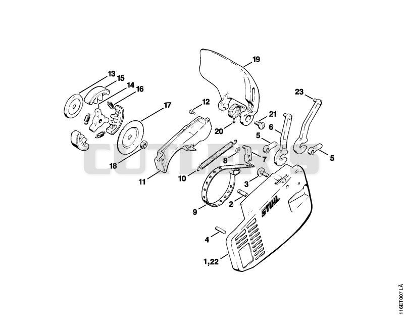 Chain brake, Chain tensioner, Chain sprocket cover