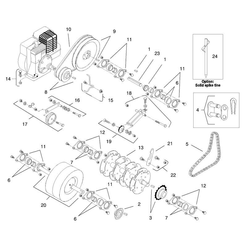 Power Train and Tine Rotor Assembly
