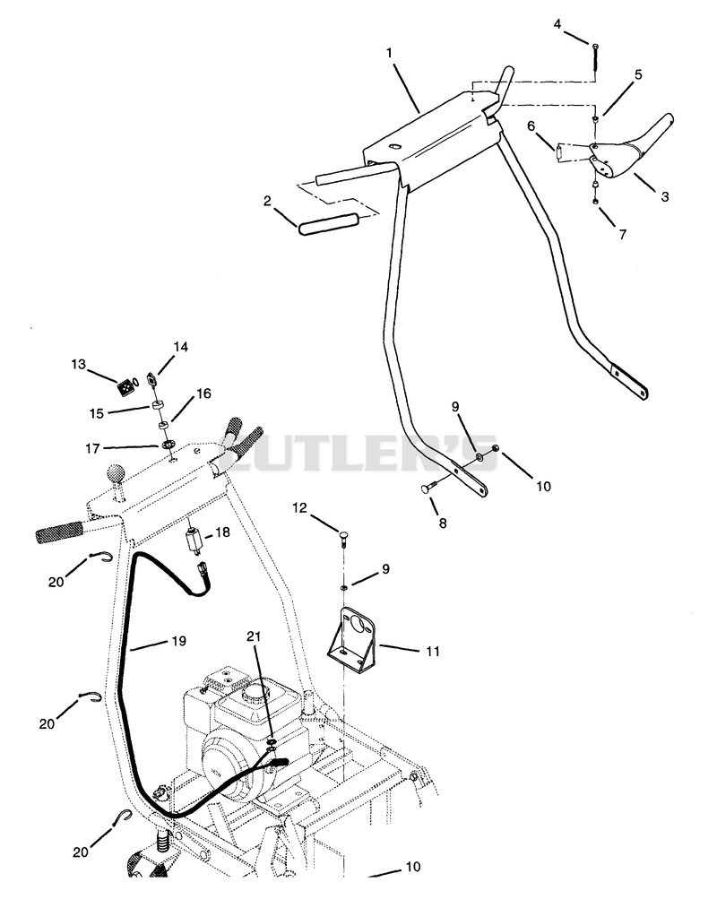 HANDLEBAR, KEY SWITCH, PUMP MOUNT