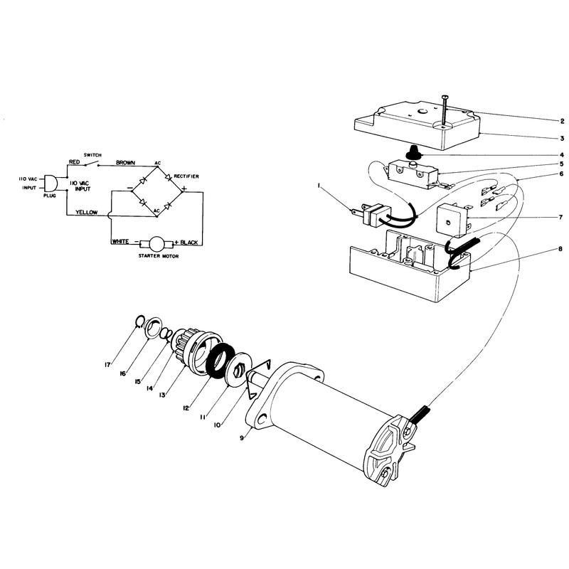 Starter Motor & Switch Assembly (model 38030)