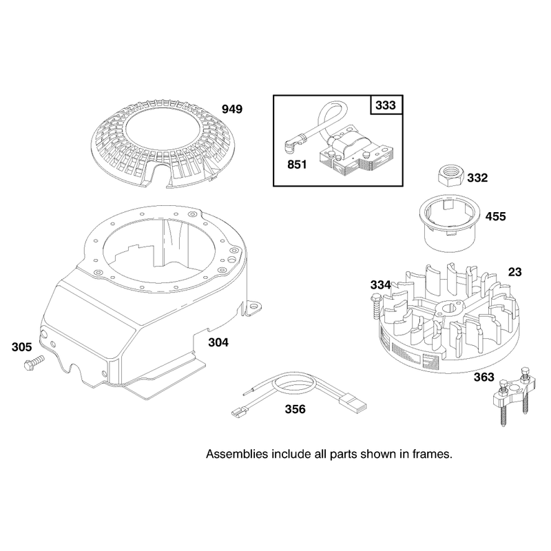 Engine Briggs and Stratton Model 127702-0645-01 Serial No B900001 - 8901373