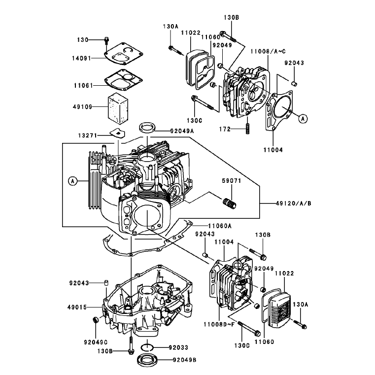 CylinderCrankcase Assembly Kawasaki FH451V-BS04