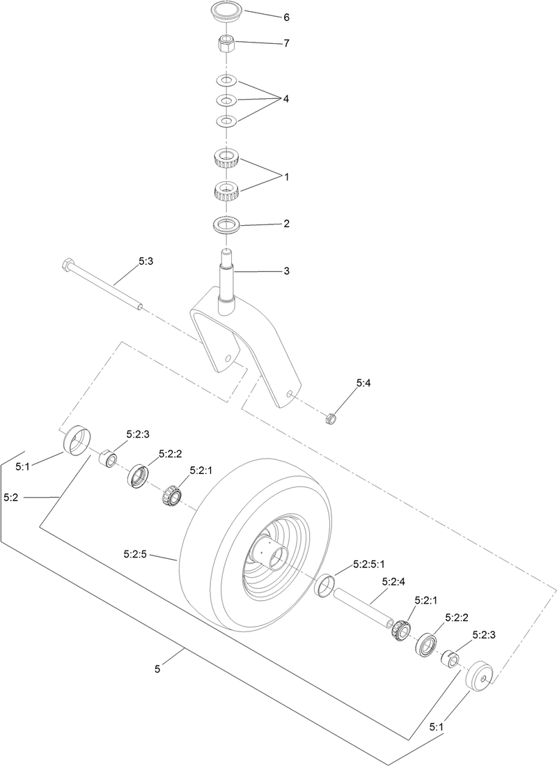 Caster Wheel and Fork Assembly