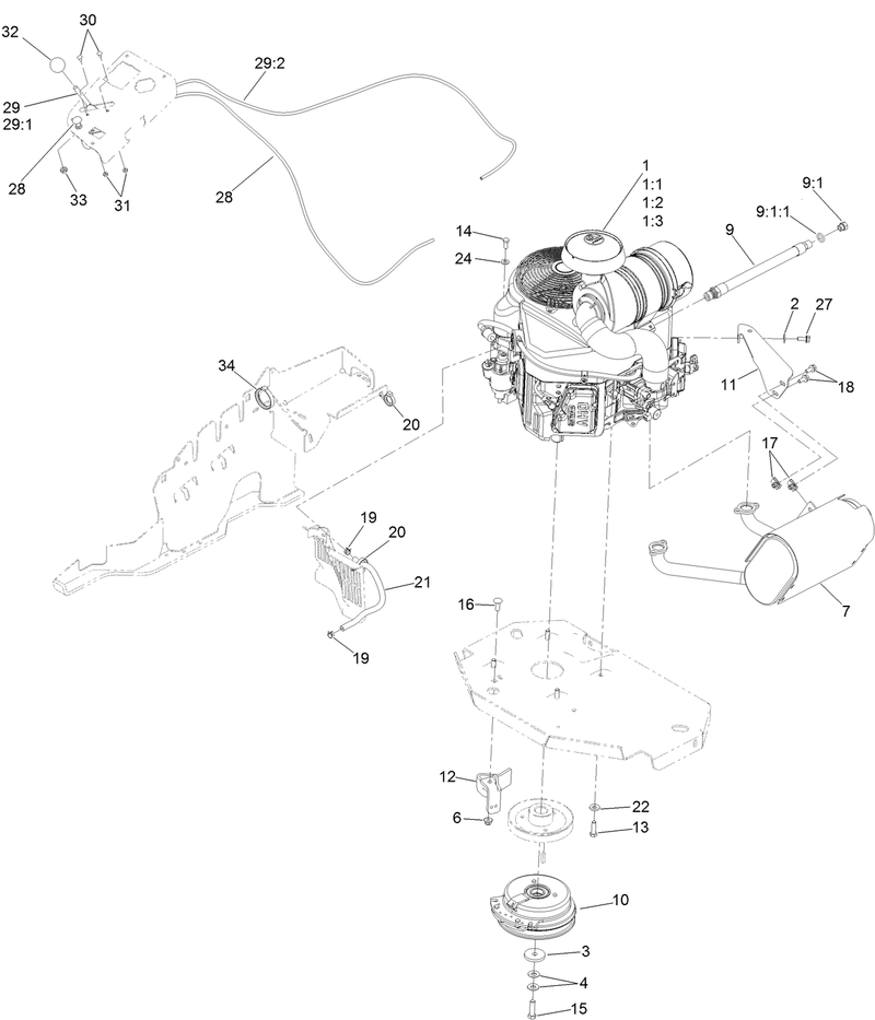 Engine Clutch and Muffler Assembly
