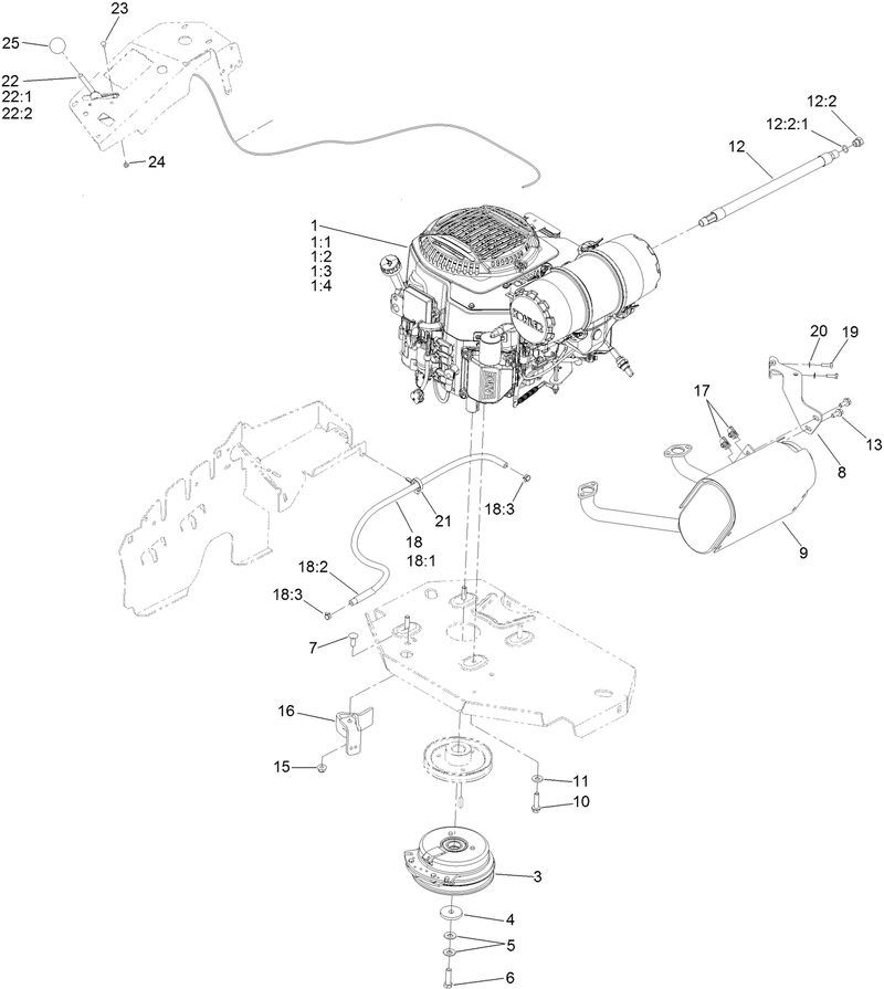 Engine Clutch and Muffler Assembly