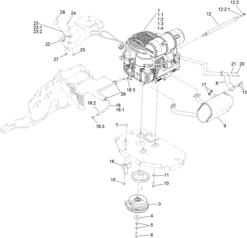 Engine Clutch and Muffler Assembly