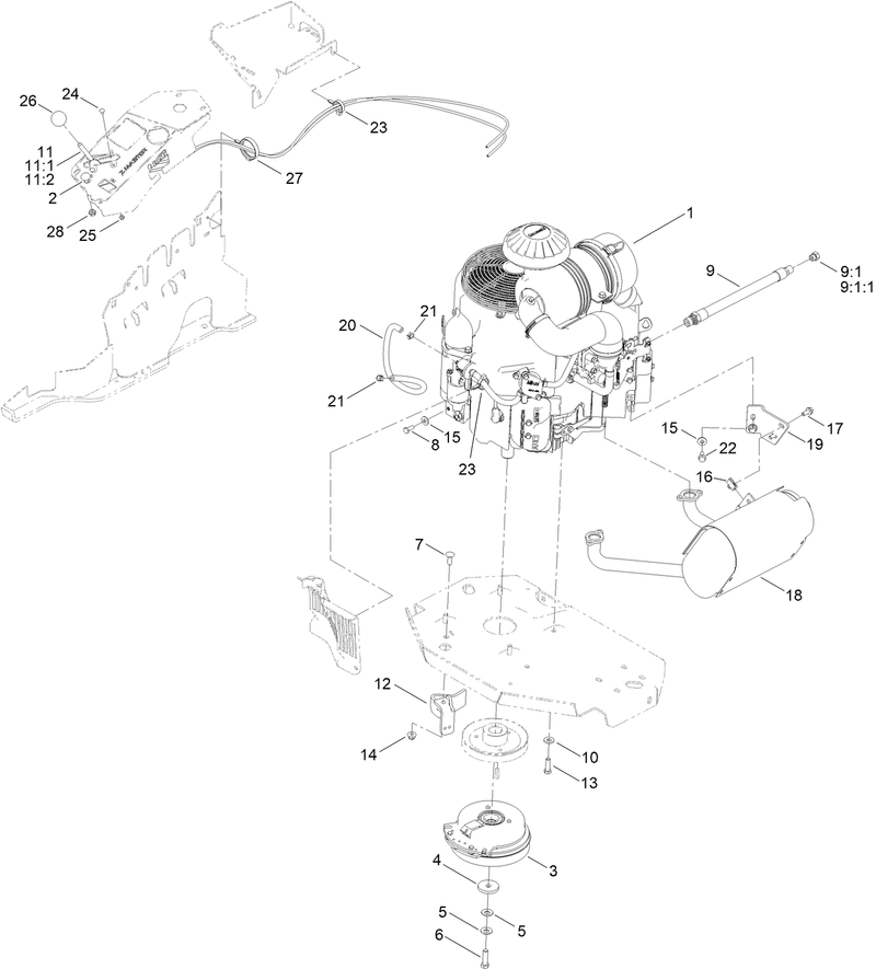 Engine Clutch and Muffler Assembly