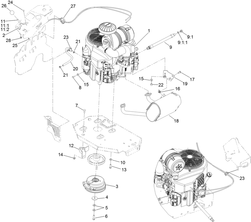 Engine Clutch and Muffler Assembly