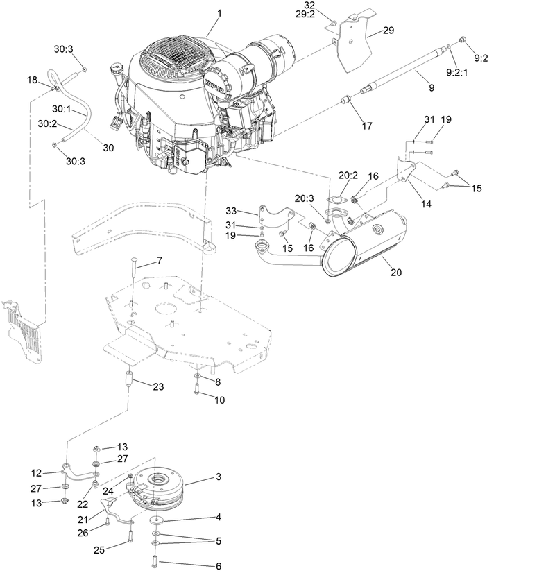 Engine Clutch and Muffler Assembly