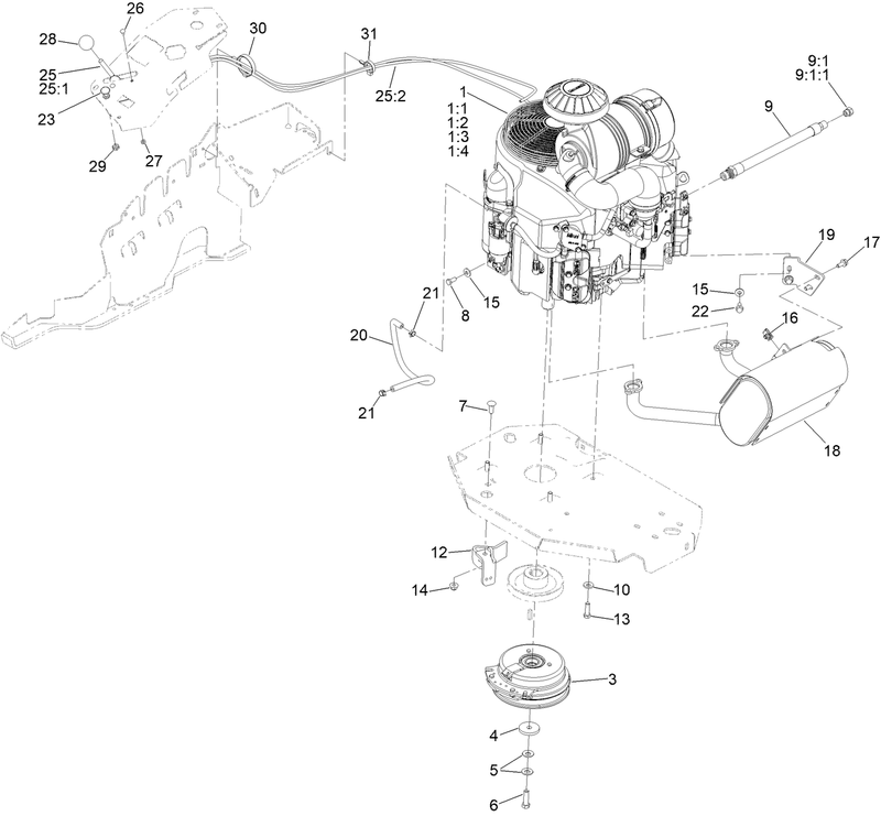 Engine Clutch and Muffler Assembly