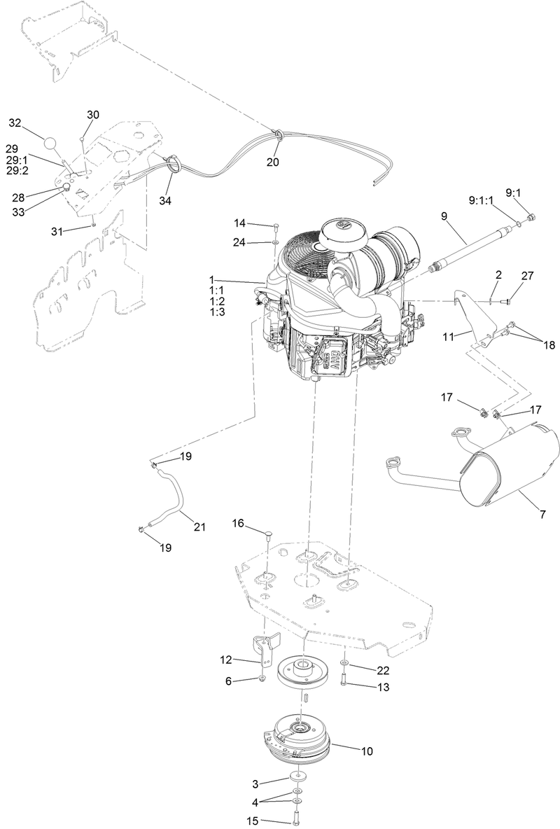 Engine Clutch and Muffler Assembly