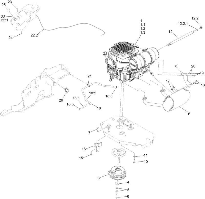 Engine Clutch and Muffler Assembly