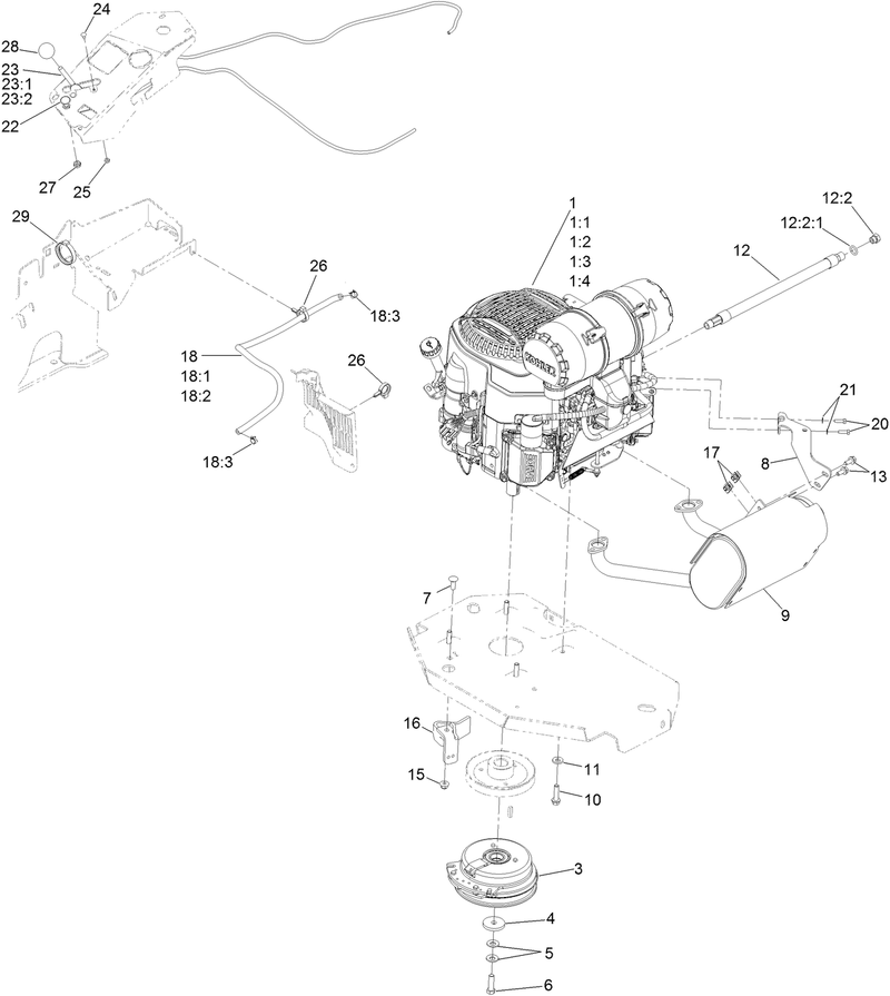 Engine Clutch and Muffler Assembly