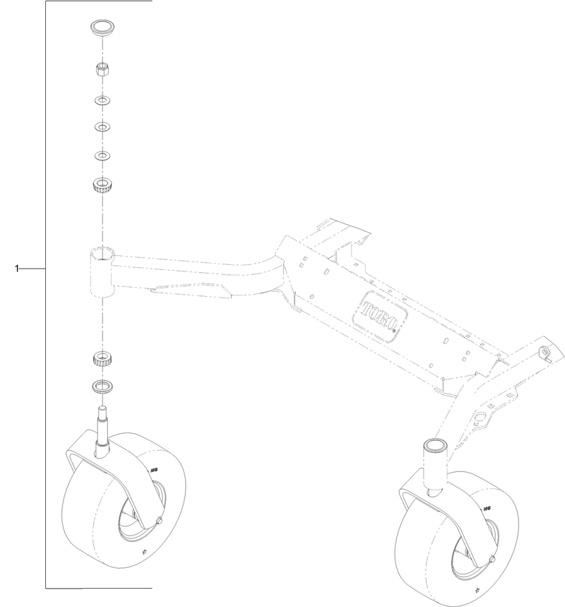 Front Caster and Fork Assembly