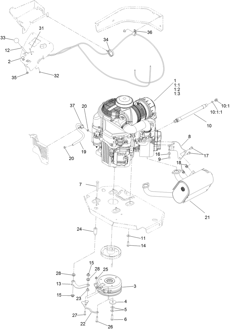 Engine Clutch and Muffler Assembly