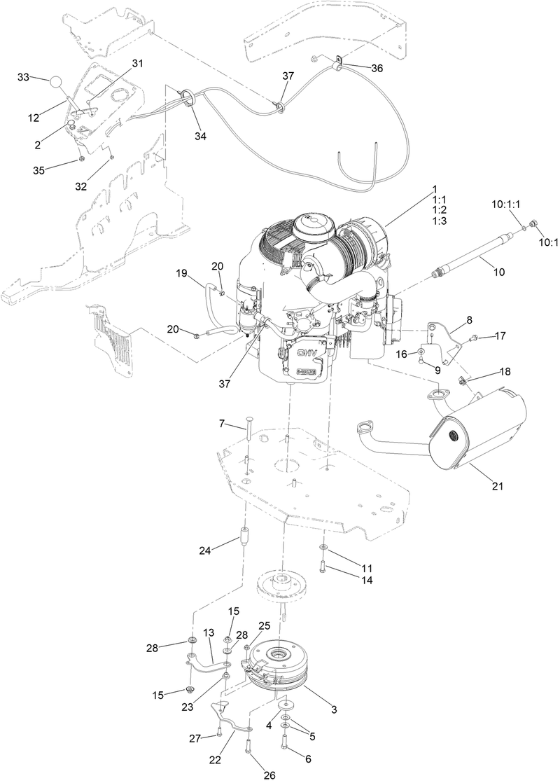 Engine Clutch and Muffler Assembly