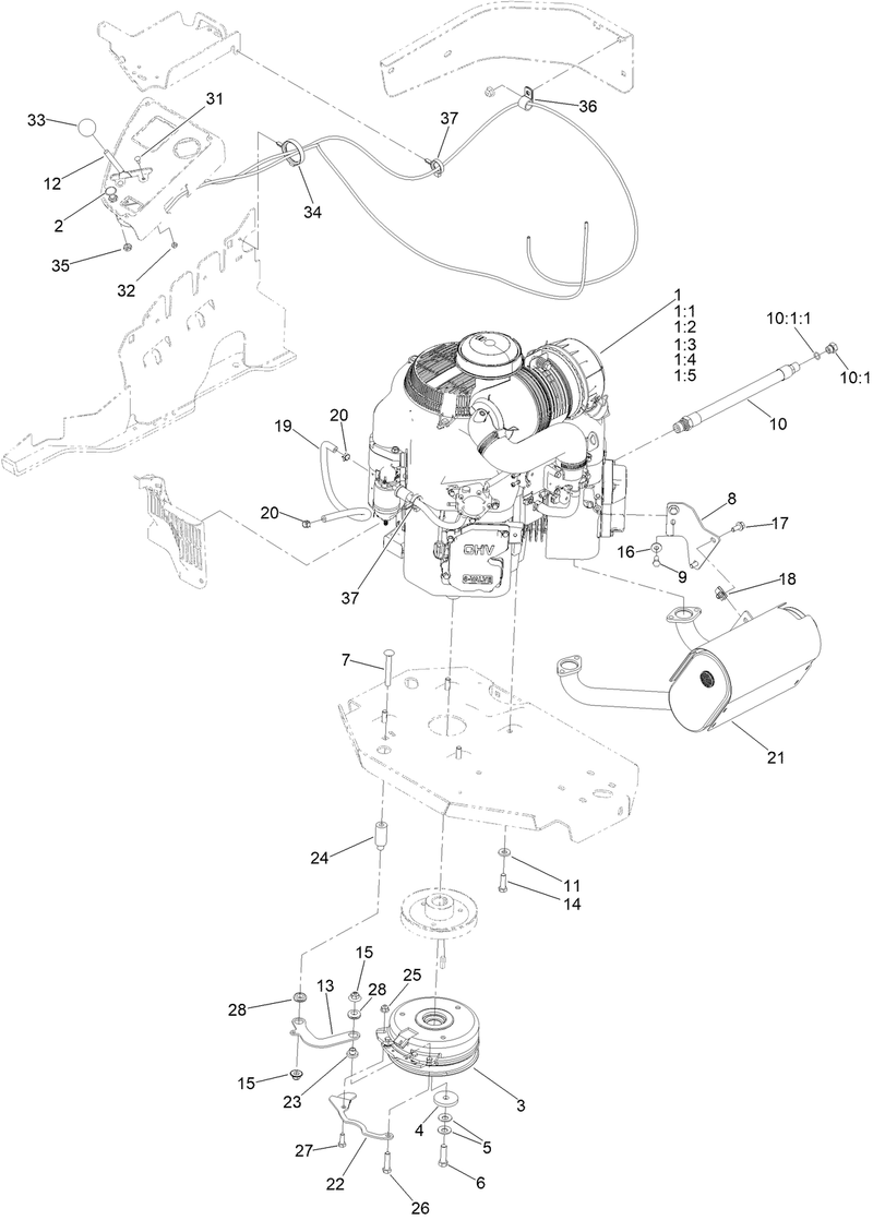 Engine Clutch and Muffler Assembly