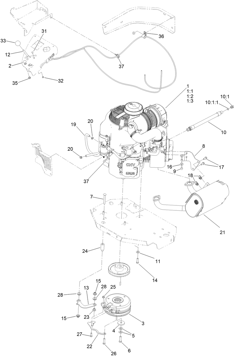Engine Clutch and Muffler Assembly