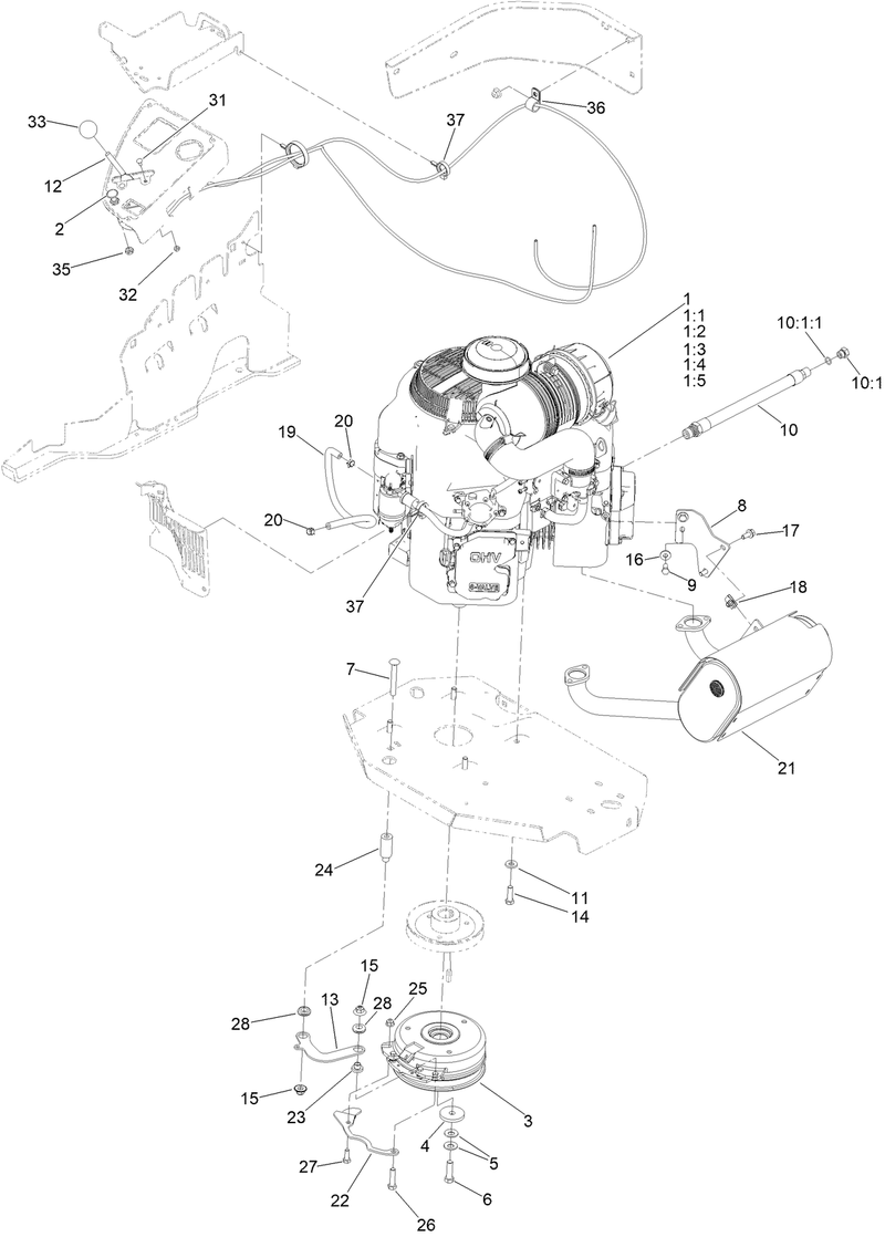 Engine Clutch and Muffler Assembly