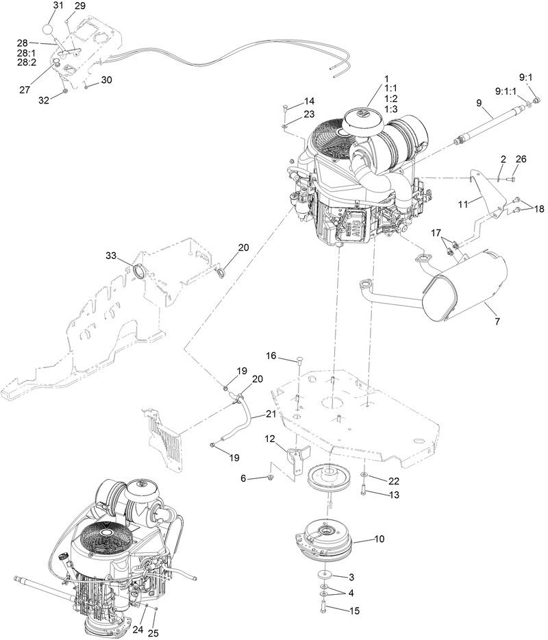 Engine Clutch and Muffler Assembly
