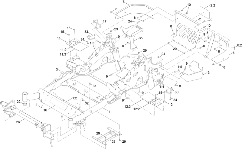 Mainframe and Muffler Guard Assembly