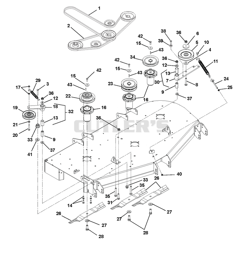 Belts, Spindles, Idlers and Mower Blades - 52" and 60"