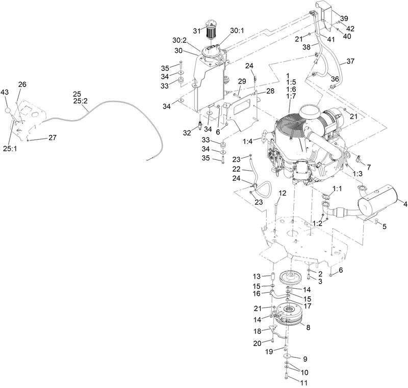 Engine Clutch and Muffler Assembly