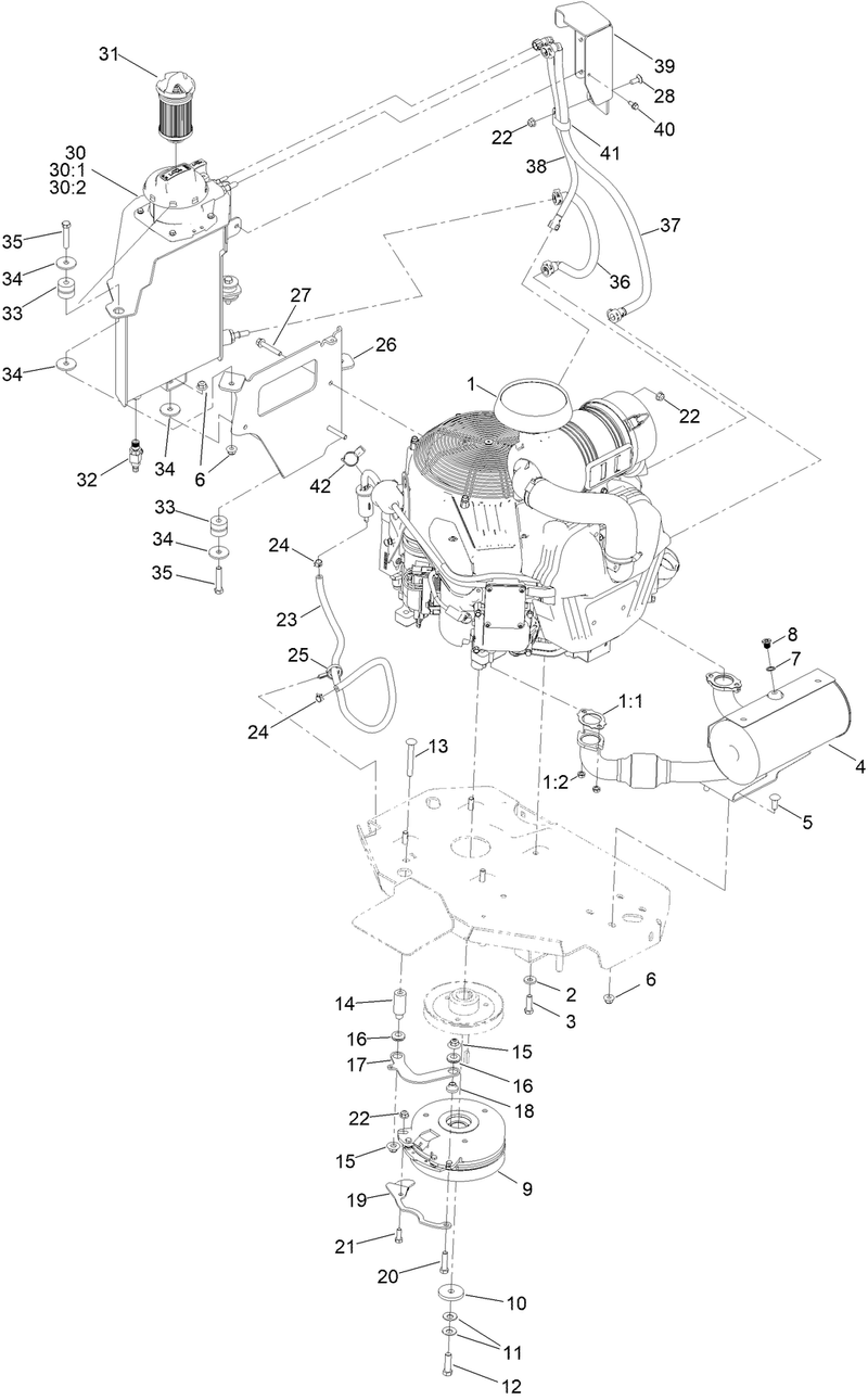 Engine and Muffler Assembly