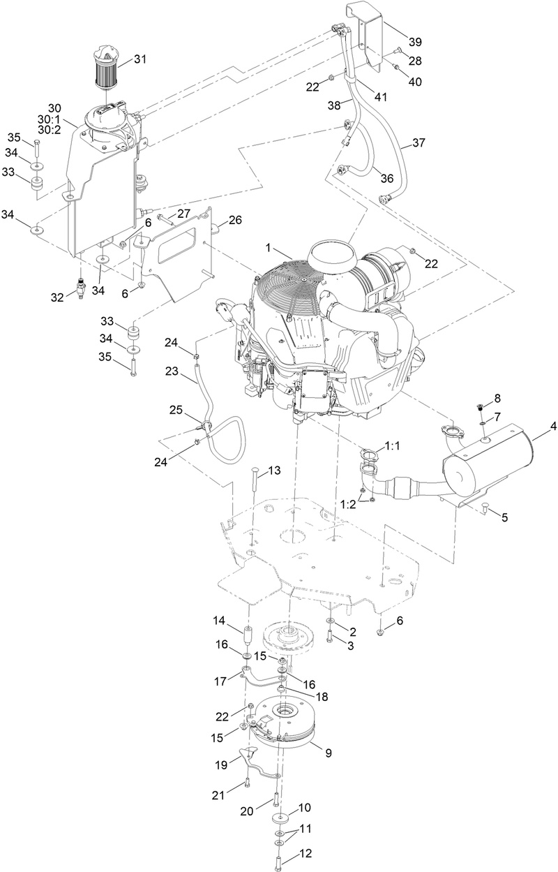 Engine Clutch and Muffler Assembly
