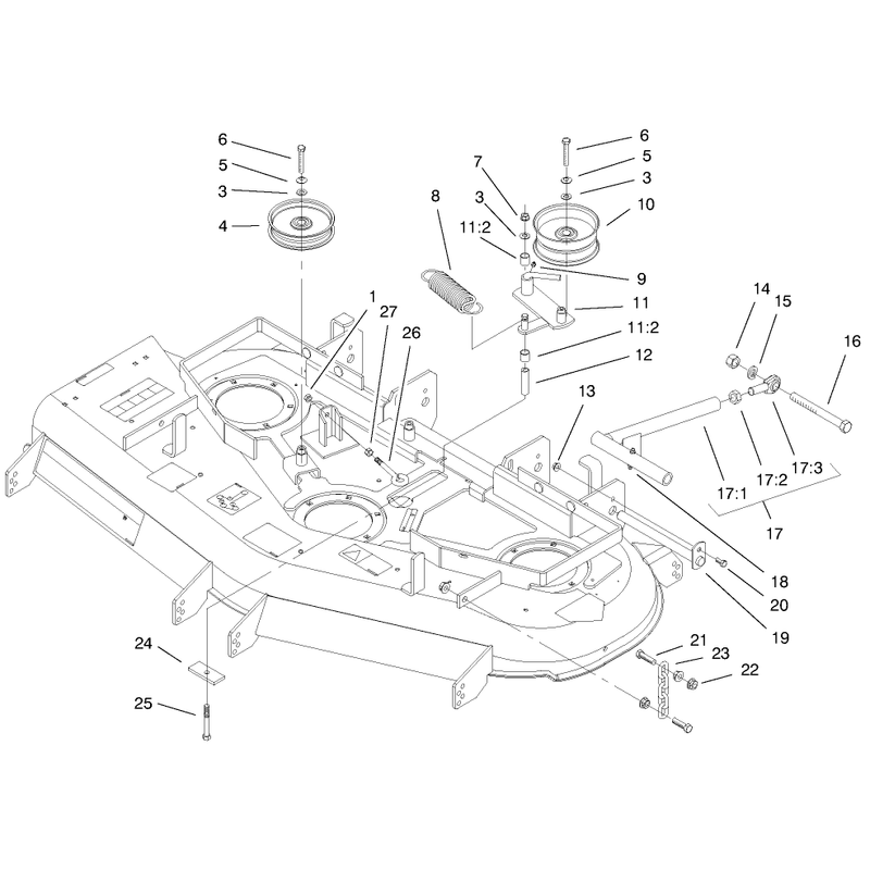 Chains Pulleys Lift Struts and Idler Assembly