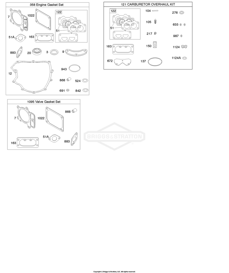 Engine/Valve Gasket Set, Carburetor Overhaul Kit