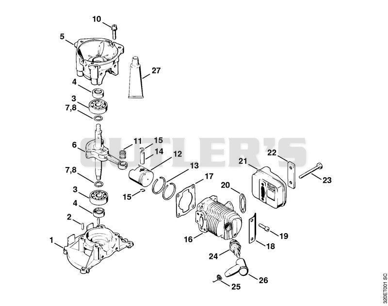 Crankcase, Cylinder, Muffler