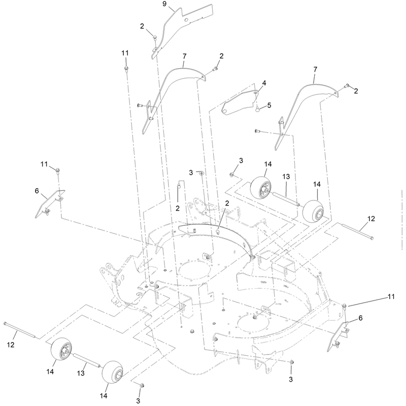 LH Wing Deck Baffle and Roller Assembly