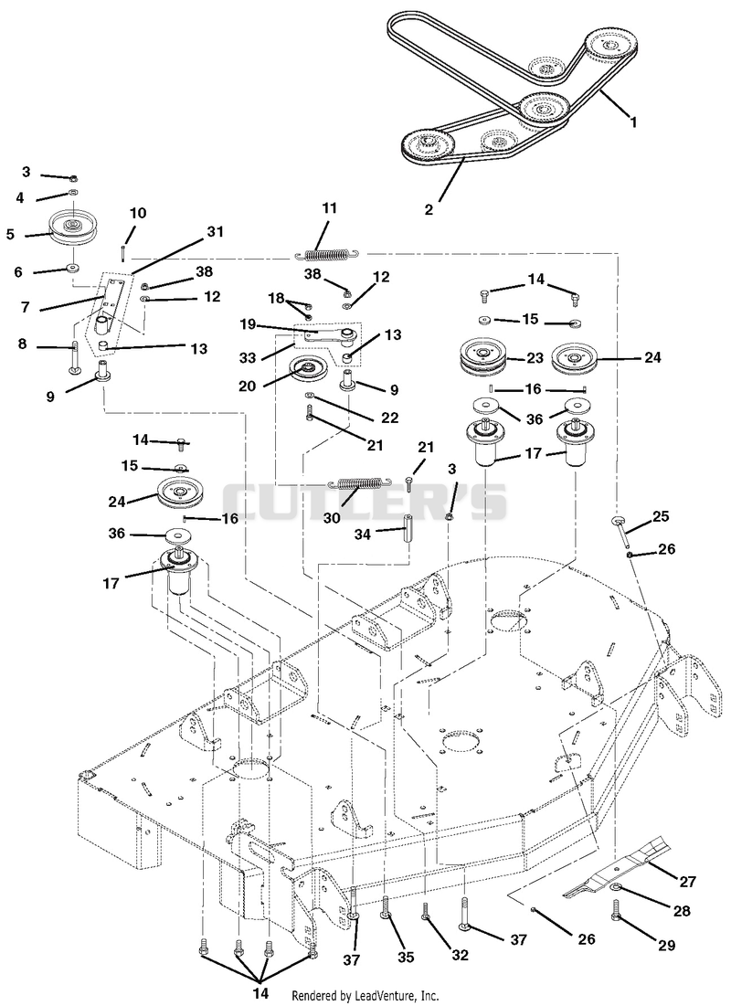 Belts, Spindles, Idlers And Mower Blades