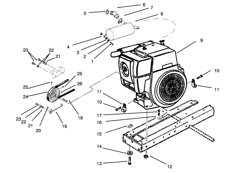 Engine Muffler Pulley and Drive Belt