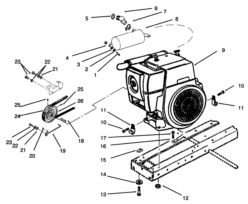 Engine Muffler Pulley and Drive Belt